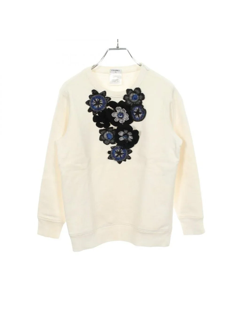 Chanel Sweatshirt CC Logo Button Camellia with Corsage Cotton Wool